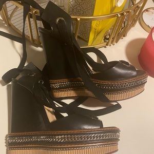 Christian Louboutin Black leather wedges SALE!
